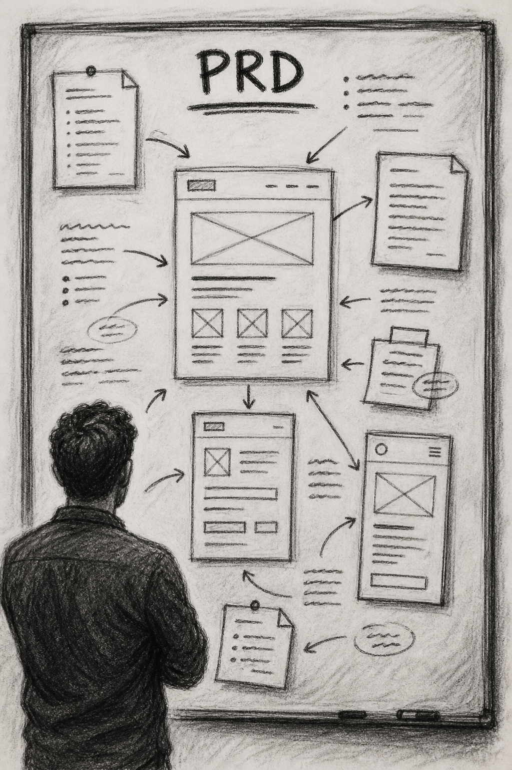 Charcoal sketch of the PMD Product Requirements Document
